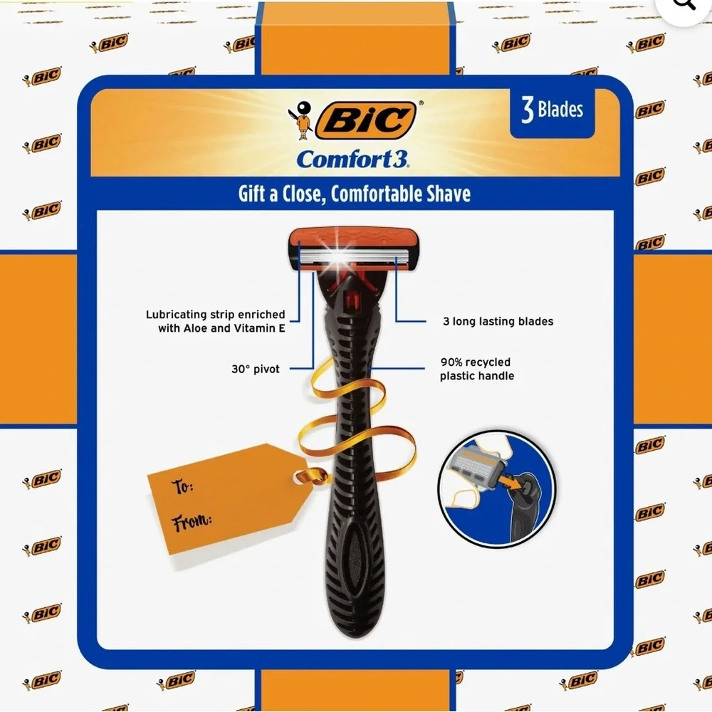 BIC Comfort 3 Refillable Men's 3-Blade Manual Razors, 1 Handle and 14 Cartridges